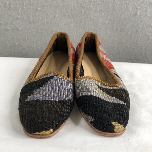 Turkish Kilim Shoes Womens 6 Wool Embroidered Carpet Loafers Indie Boho Art - Picture 16 of 16
